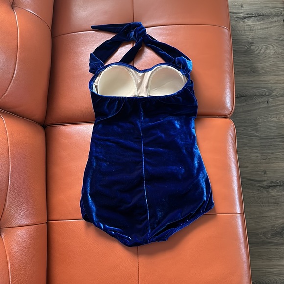 Girl Howdy blue Velvet vintage style bathing suit - Picture 2 of 5